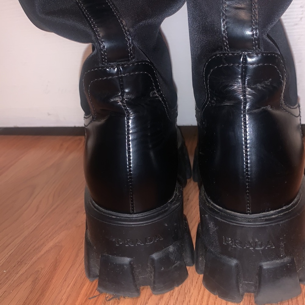 Authentic Prada Nylon Zip-Pocket Platform Riding … - image 3